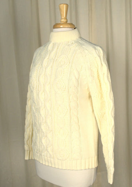1960s Cream Cable Knit Sweater Cats Like Us