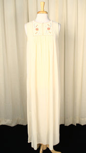 1960s Cream Emb Night Gown Cats Like Us
