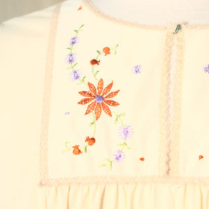 1960s Cream Emb Night Gown Cats Like Us