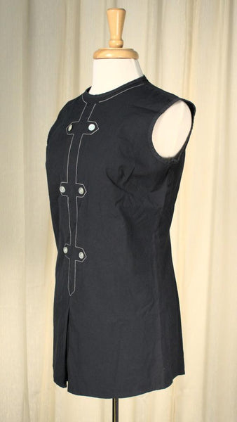 1960's mod mini dress Vintage 1960s Dark Navy Mod Mini Dress – Cats Like Us