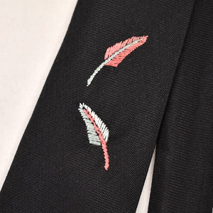 1960s Embroidered Feathers Tie Cats Like Us