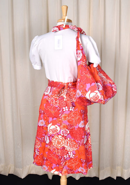 1960s Floral Wrap Skirt & Bag Cats Like Us