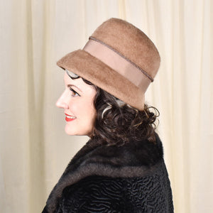 Vintage 1960's Brown Wool Hat buy With Flowers