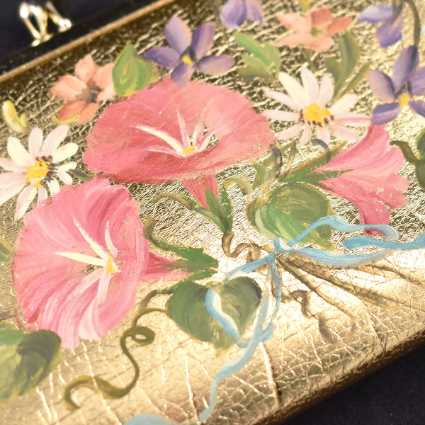 1960s Gold Floral Clutch Bag Cats Like Us