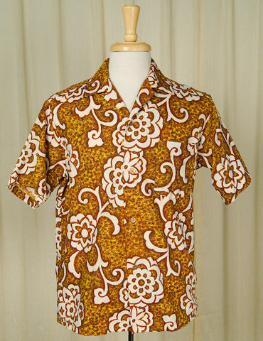 1960s Golden Hawaiian Shirt Cats Like Us