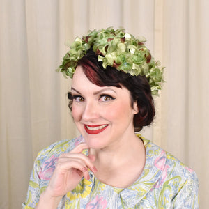 1960s Green Floral Wig Hat Cats Like Us
