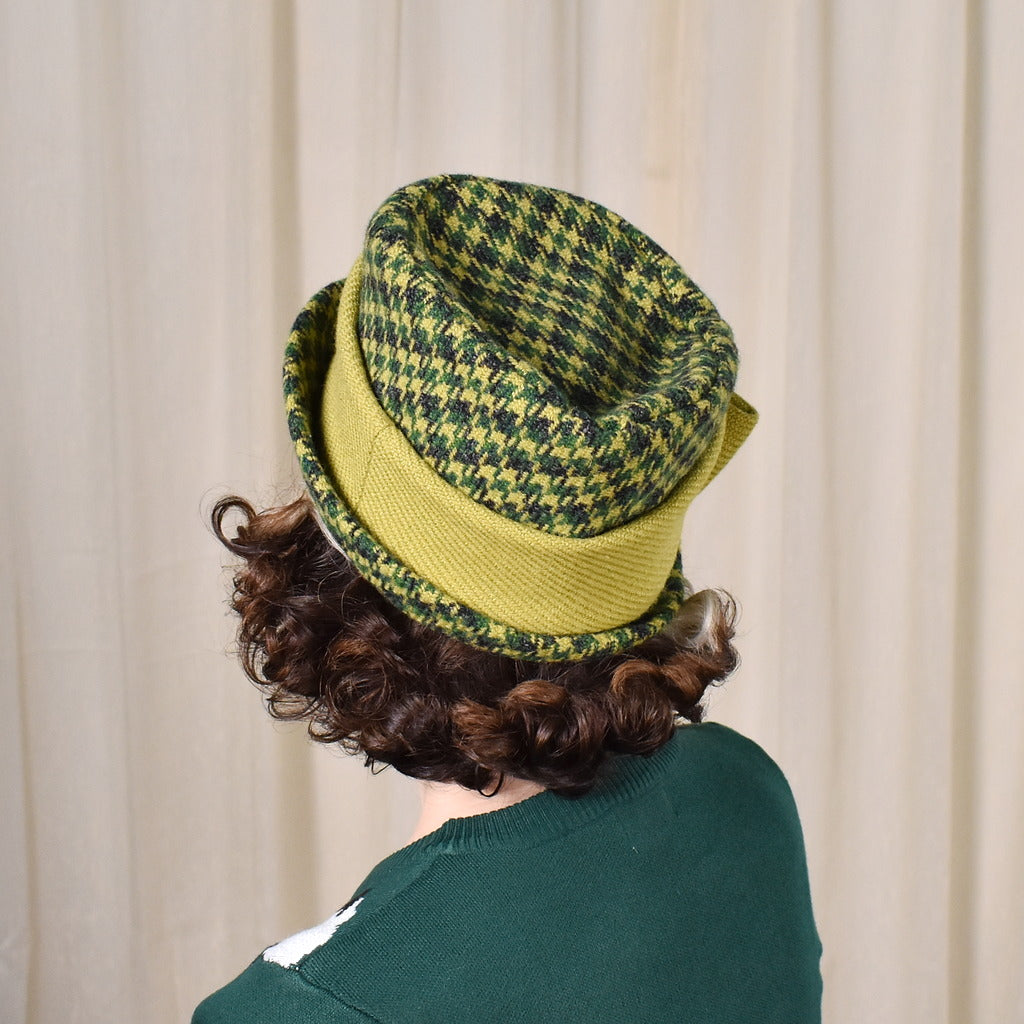 1960s Green Houndstooth Vintage Hat – Cats Like Us display picture 3