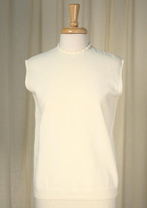 1960s Ivory Knit Shell Top Cats Like Us