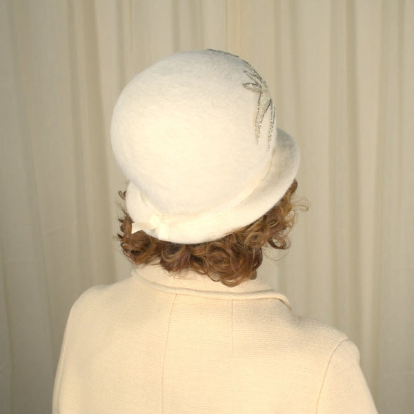 1960s Ivory Sequin Bubble Hat Cats Like Us