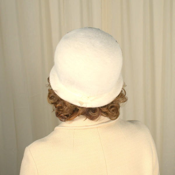 1960s Ivory Sequin Bubble Hat Cats Like Us