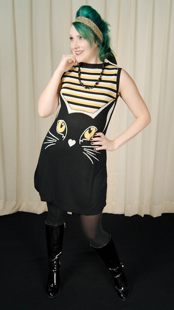 1960s Knit Kitty Dress Cats Like Us