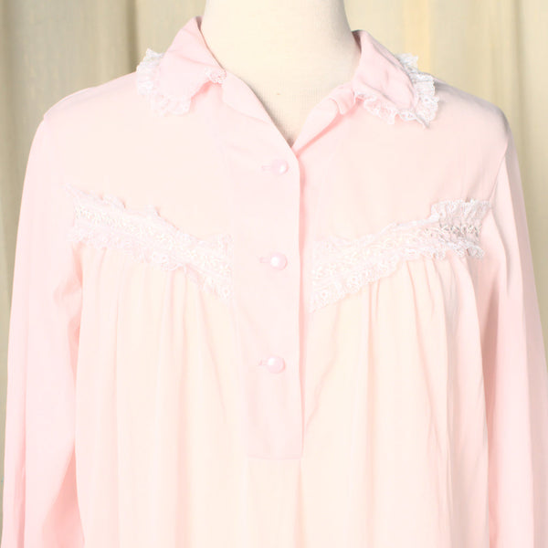 1960s LS Sheer Pink Night Gown Cats Like Us
