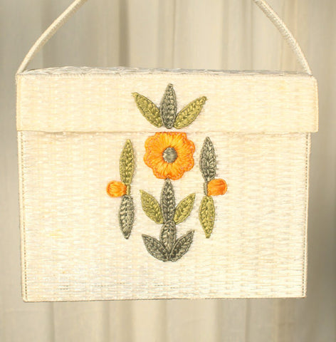 1960s Large Raffia Totebag Cats Like Us