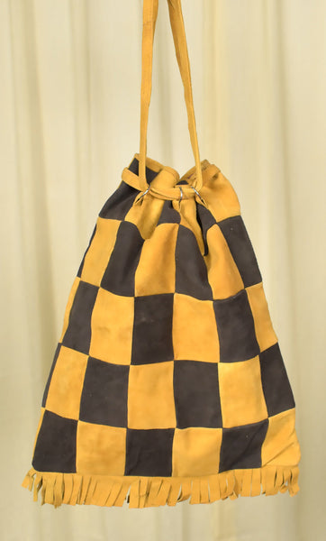 1960s Leather Checkerboard Tote Cats Like Us