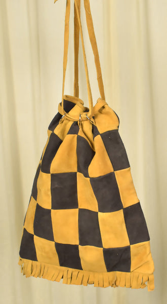1960s Leather Checkerboard Tote Cats Like Us