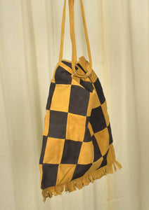 1960s Leather Checkerboard Tote Cats Like Us