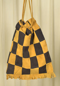 1960s Leather Checkerboard Tote Cats Like Us