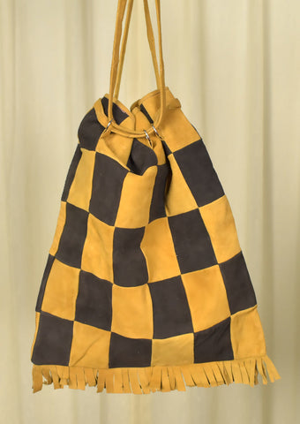 1960s Leather Checkerboard Tote Cats Like Us