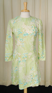 1960s Lime Floral Dress Cats Like Us