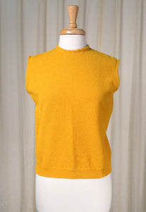1960s Mustard Knit Shell Top Cats Like Us