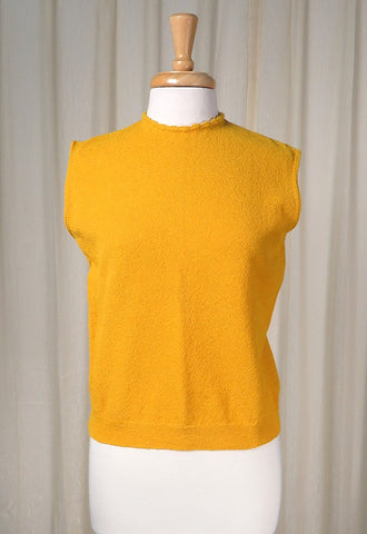 1960s Mustard Knit Shell Top Cats Like Us