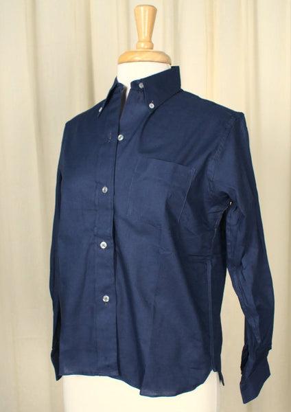 1960s Navy Button Down Shirt Cats Like Us