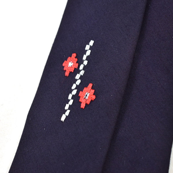 1960s Navy Embroidered Tie Cats Like Us