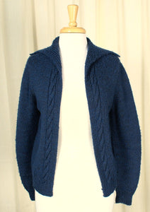 1960s Navy Handmade Cardi Cats Like Us