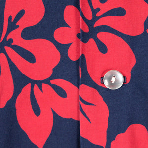 1960s Navy & Red Hibiscus Vintage Shirt Cats Like Us