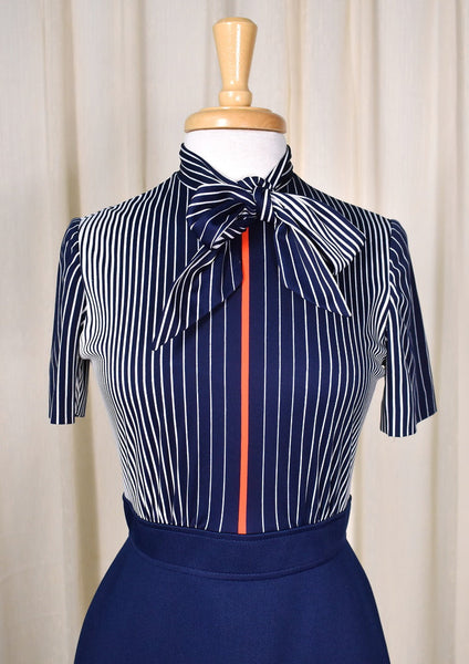 1960s Navy Striped Dress Suit Cats Like Us