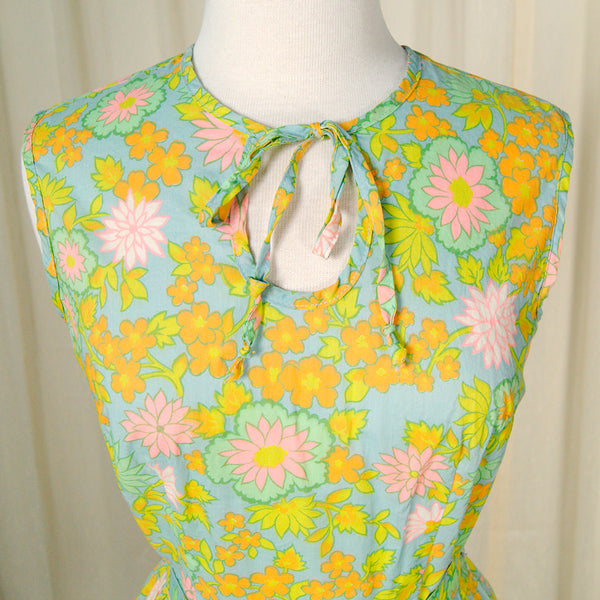 1960s Neon Floral Dress Cats Like Us