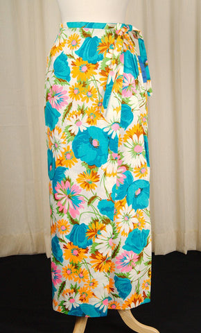 1960s Neon Floral Maxi Skirt Cats Like Us