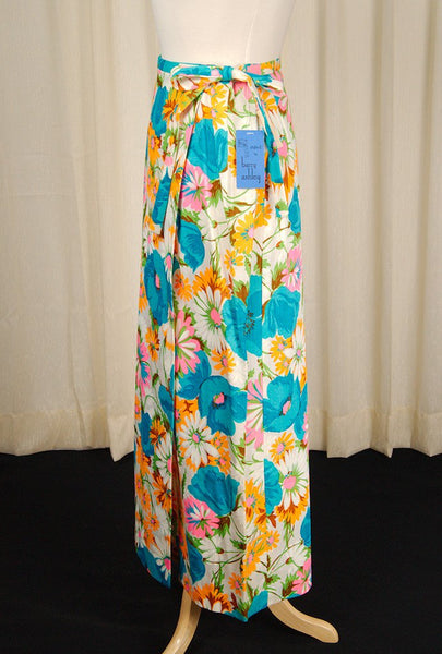 1960s Neon Floral Maxi Skirt Cats Like Us