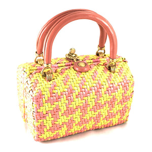 1960s Neon Weaved Handbag Cats Like Us