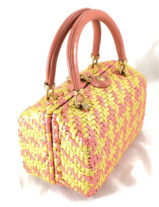 1960s Neon Weaved Handbag Cats Like Us