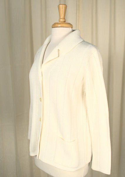 1960s Off White Collar Cardigan Cats Like Us