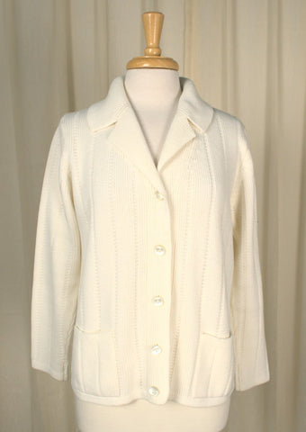 1960s Off White Collar Cardigan Cats Like Us