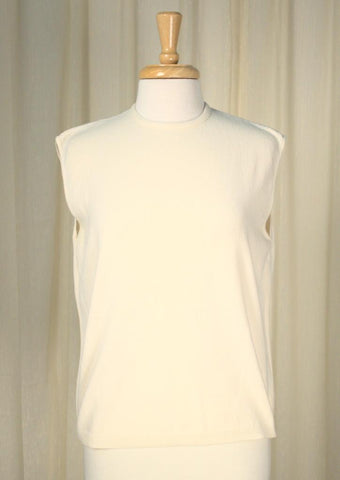 1960s Off White Knit Shell Top Cats Like Us