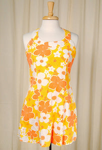 1960s Orange Floral Mini Dress Cats Like Us