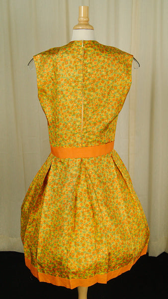 1960s Orange Floral Pleat Dress Cats Like Us
