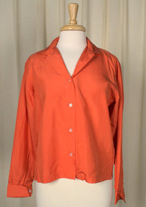 1960s Orange Silk Blouse Cats Like Us