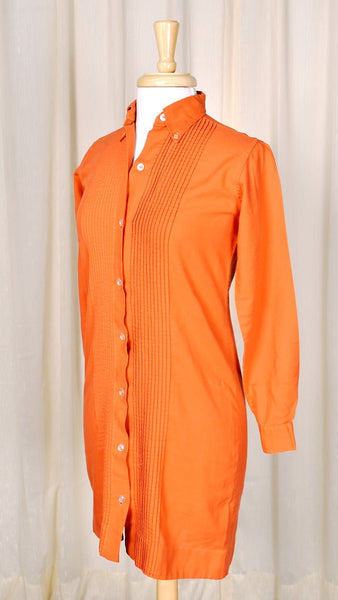 1960s Orange Vintage Shirt Dress Cats Like Us