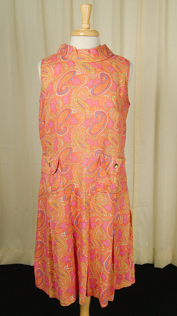 1960s Paisley Pleat Dress Cats Like Us