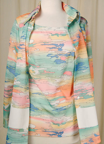 1960s Pastel Landscape Tank Set Cats Like Us
