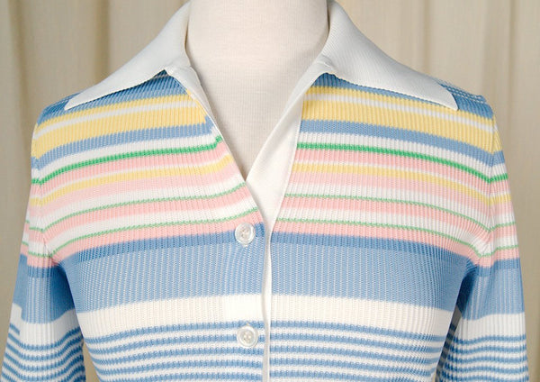 1960s Pastel Striped Knit Top Cats Like Us