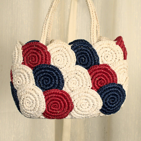 1960s Patriotic Raffia Handbag Cats Like Us