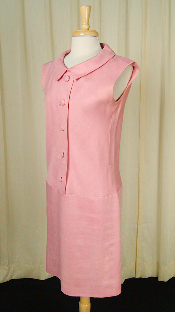 1960s Pink Drop Waist Dress Cats Like Us 1960s Pink Drop Waist Dress Cats Like Us