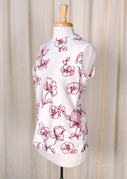 1960s Pink Floral Border Set Cats Like Us