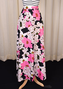 1960s Pink Floral Maxi Skirt Cats Like Us