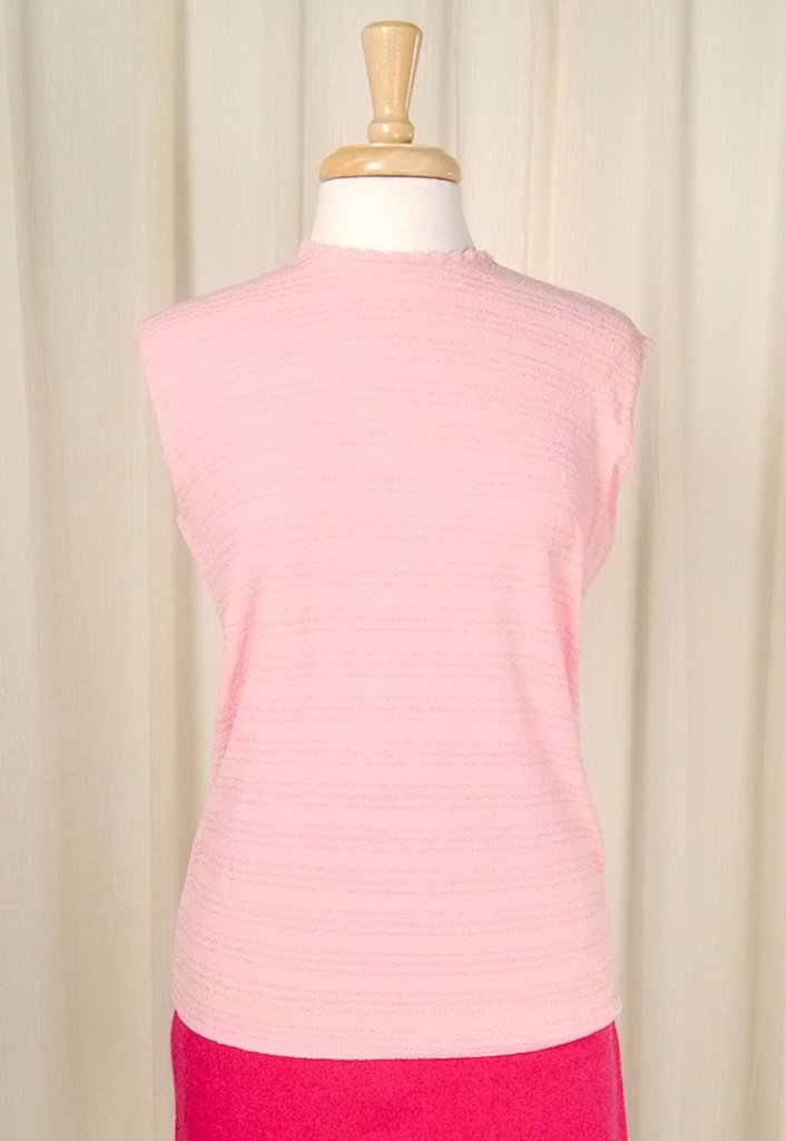 1960s Pink Knit Shell Top Cats Like Us